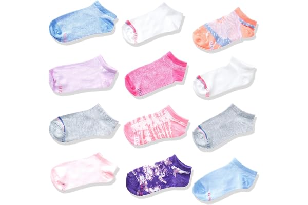 Hanes Girls' Socks, Fashion Patterned Soft Socks, No Show, Ankle, and Crew, 12-pair Packs