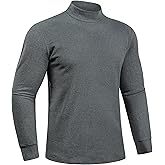 Derminpro Men's Fleece Lined Mock Neck Knit Long Sleeve Undershirts Thermal T Shirts
