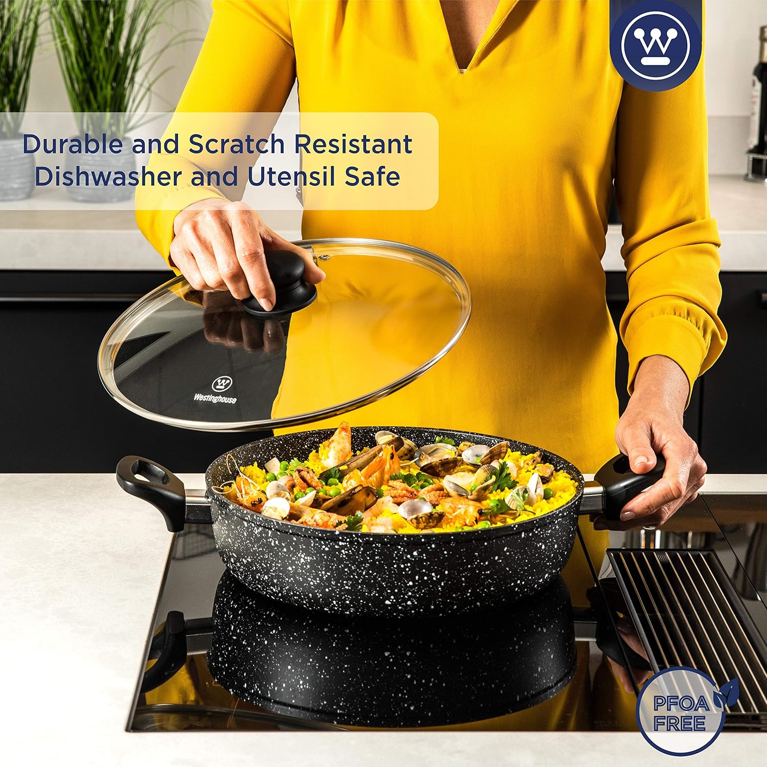 Westinghouse Frying Pan with Lid Non Stick, diameter 32 cm Saute Pan, Casserole Dish for Induction Gas Electric & Ceramic Hob - Image 4
