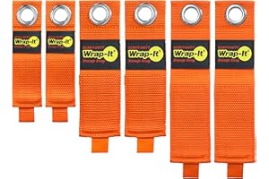 Heavy-Duty Wrap-It Storage Straps (Assorted 6-Pack), Blaze Orange - Garage Organizer and Extension Cord Hanger and Electric Cord Organizers for Garage Gadgets