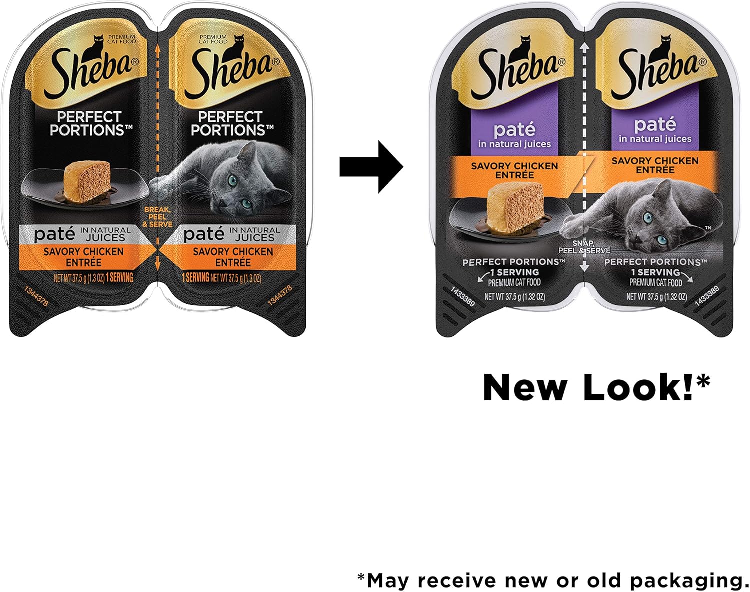 SHEBA PERFECT PORTIONS Soft Wet Cat Food Paté in Natural Juices Signature Savory Chicken Entrée, (24) 2.6 oz. Easy Peel Twin-Pack Trays : Pet Supplies