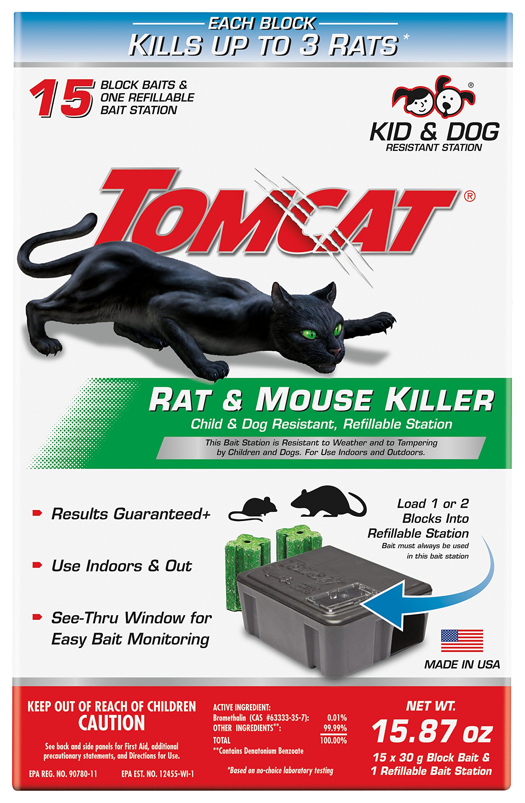 Tomcat Rat and Mouse Killer Child and Dog Resistant, Refillable Station