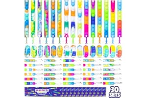 BONNYCO Pop It Bracelets and Keychains Kids Party Favors Pack 30 Goodie Bags Stuffers For Kids Fidget Toys Bulk, Birthday Party Favors for Kids Pinata Stuffers, Goody Bag Stuffers for Kids Pop Its