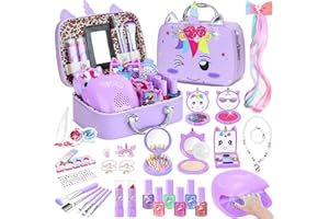 PERRYHOME Kids Makeup Kit for Girls, Kids Makeup Sets for Girls 5-8 Unicorn Washable Real Cosmetic Set Nail Polish Set Birthday Christmas Gifts Princess Toys for 4 5 6 7 8 9 10 11 12 Year Old(Purple)