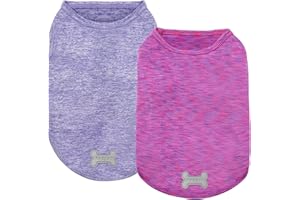 KYEESE 2 Pack Dog Shirts Quick Dry Soft Stretchy Pet T-Shirts with Reflective Label Tank Top Sleeveless Sun Protection Vest Dog Clothes for Small Medium Dogs, Medium, Purple+Pink