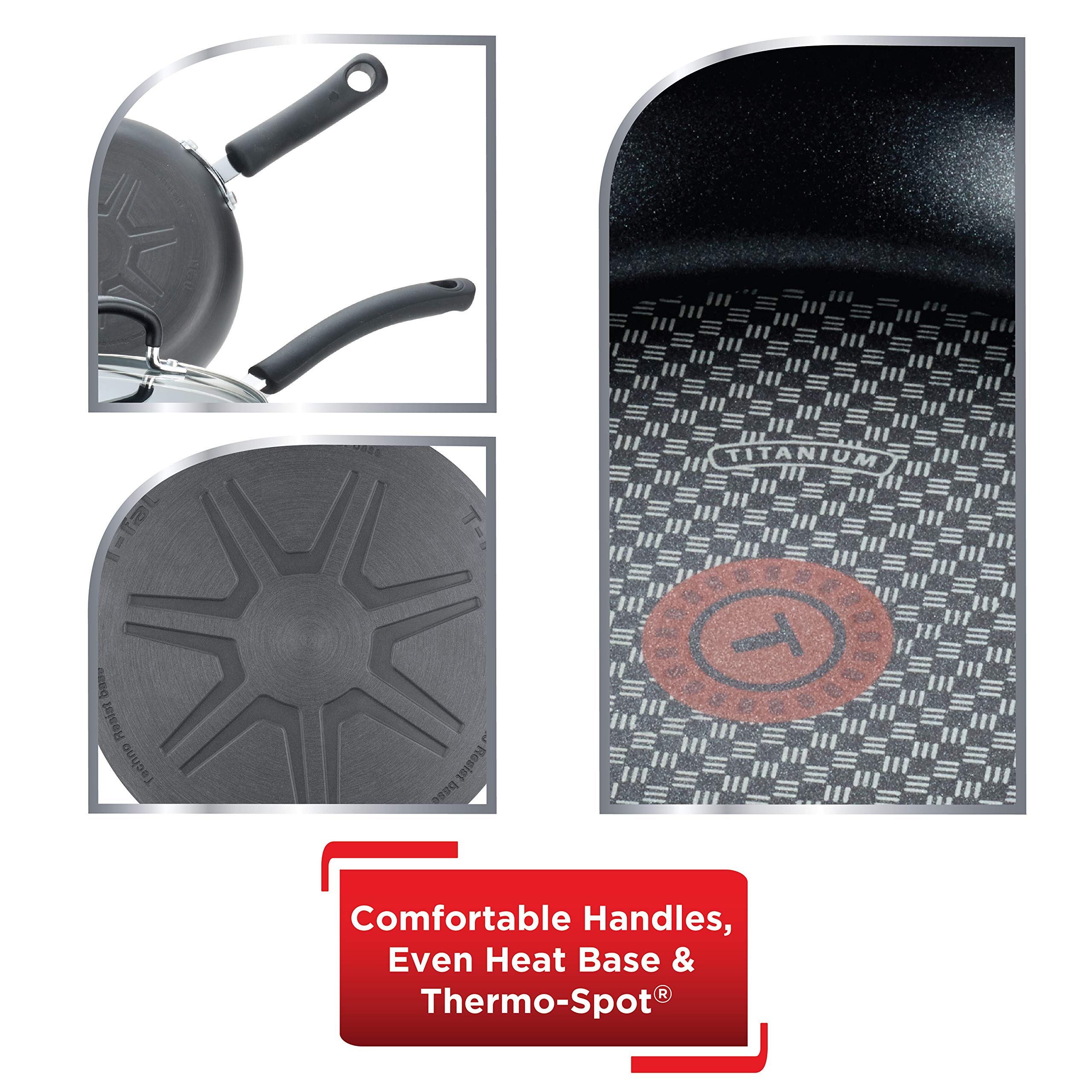 Tfal Dishwasher Safe Cookware Fry Pan with Lid Hard Anodized Titanium