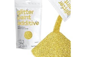 Hemway Glitter Paint Additive Crystals for Acrylic Emulsion Paint, Interior & Exterior Walls, Wood, Varnish, Matt, Gloss, Furniture 100g / 3.5oz - Ultrafine (1/128" 0.008" 0.2mm) - Gold