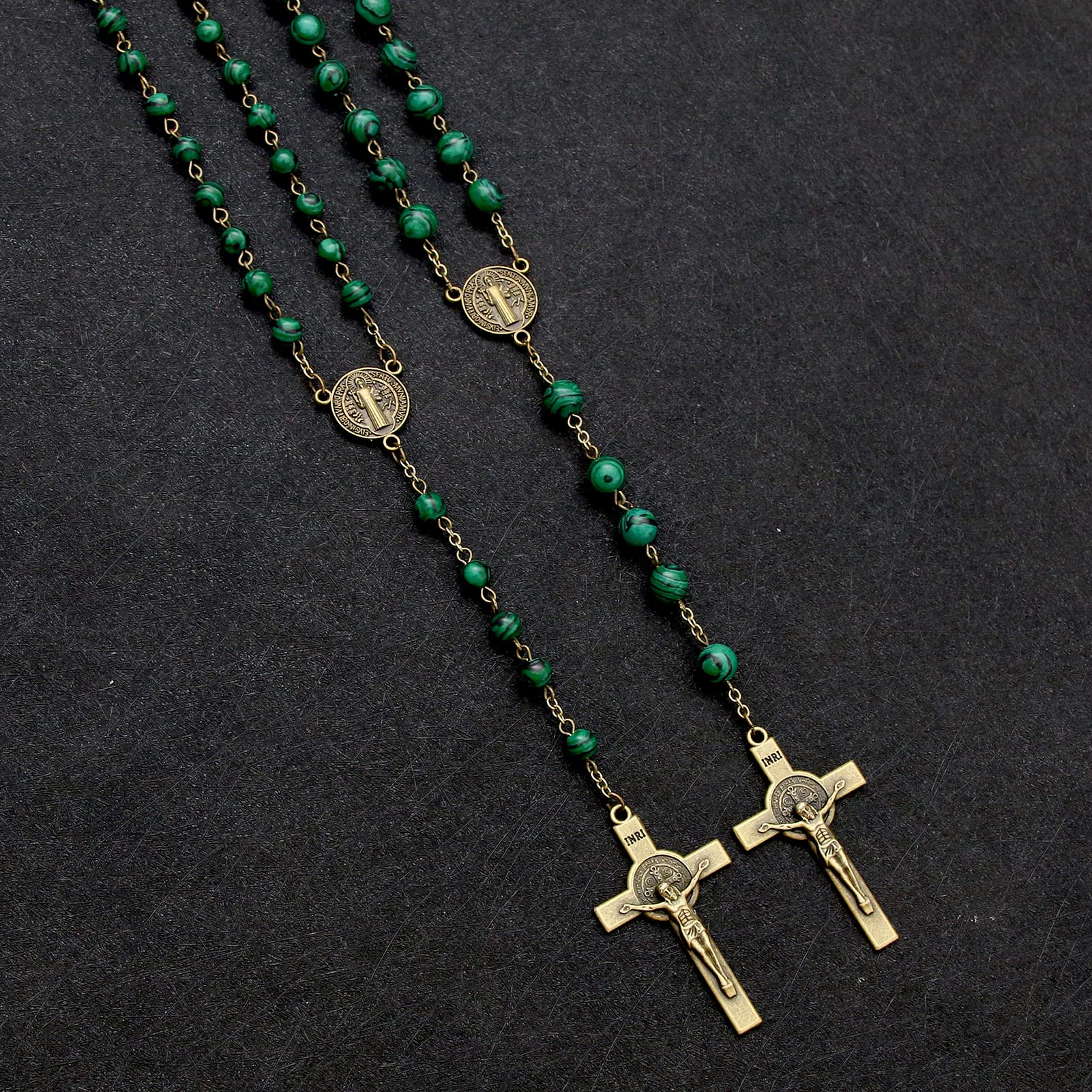 KOMI Rosary Beads Catholic for Women Gemstone Rosary Beads Necklace with Crucifix Cross Crystal Pearl Rosary Rosarios Catolicos Catholic Gifts