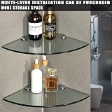 SAYAYO Glass Corner Shelf 2 Pack 250mm Tempered Glass with Chrome Brackets view 2