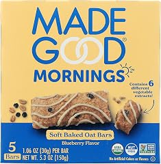 Madegood, Organic Mornings Blueberry Soft Baked Oat Bars 5pk