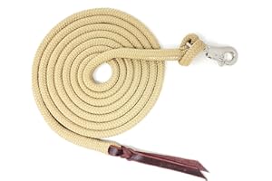 Knotty Girlz Premium 1/2" Samson EQ Yacht Braid Lead Rope with Nickel Trigger Bull Snap. Option for 12ft, 14ft and 16ft Lengths (Beige, 12 FT)