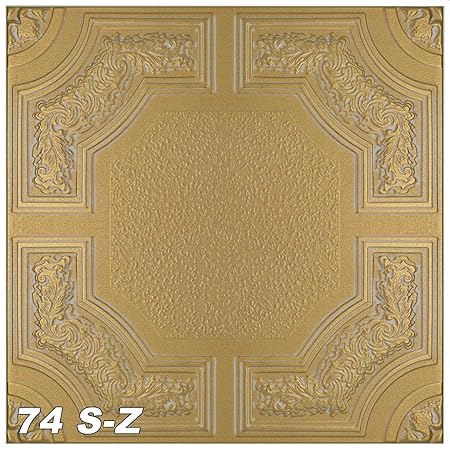 1 M2 Ceiling Tiles Retro Look Ceiling Panels Deco Gold 50x50cm Nr
