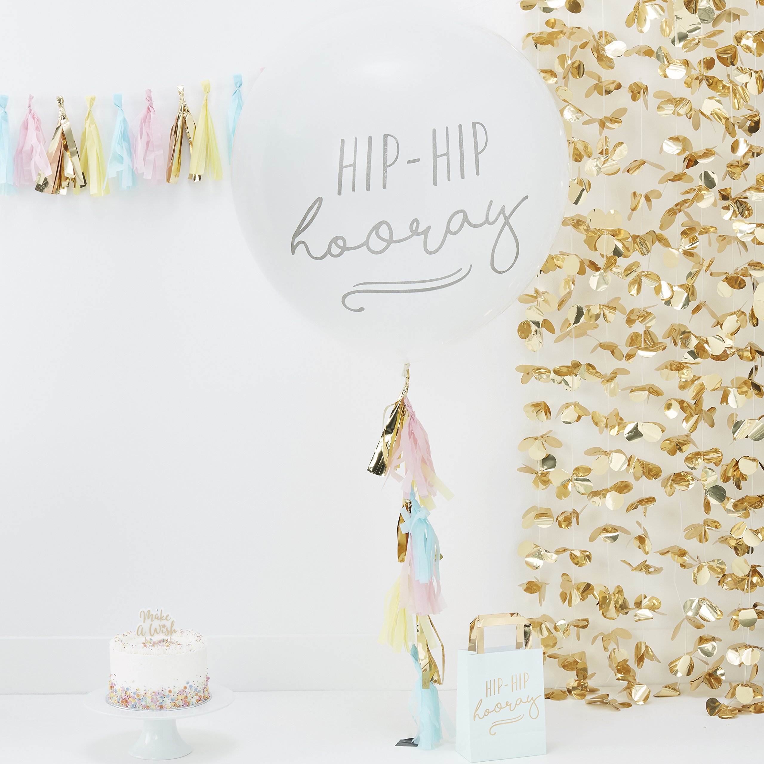 Ginger Ray Hip Hip Hooray Huge 36 Inch Party Balloon with Tassels - Pick and Mix