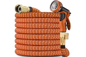 XIRSSVY 25 ft Expandable Garden Hose - Lightweight, Ultra Flexible, Durable, Kink-Free Expanding Garden Hoses - RV, Marine and Camper Heavy Duty Water Hose