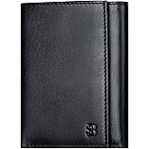 SERMAN BRANDS Trifold Wallet for Men - RFID Blocking Genuine Leather, 11 Card Slots & ID Window, Slim Everyday Carry, Durable Stitching, Gift for Him