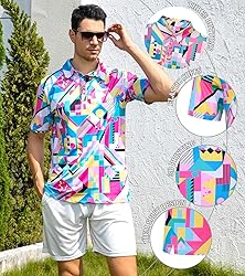 uideazone Mens Polo Shirts Athletic Fit 3D Printed