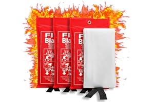 FRTZAL Emergency Fire Blanket-Fire Suppression Blanket for Kitchen, 40” x 40",Fire Blanket forfor Emergency Surival, Fiberglass (3-Pack)