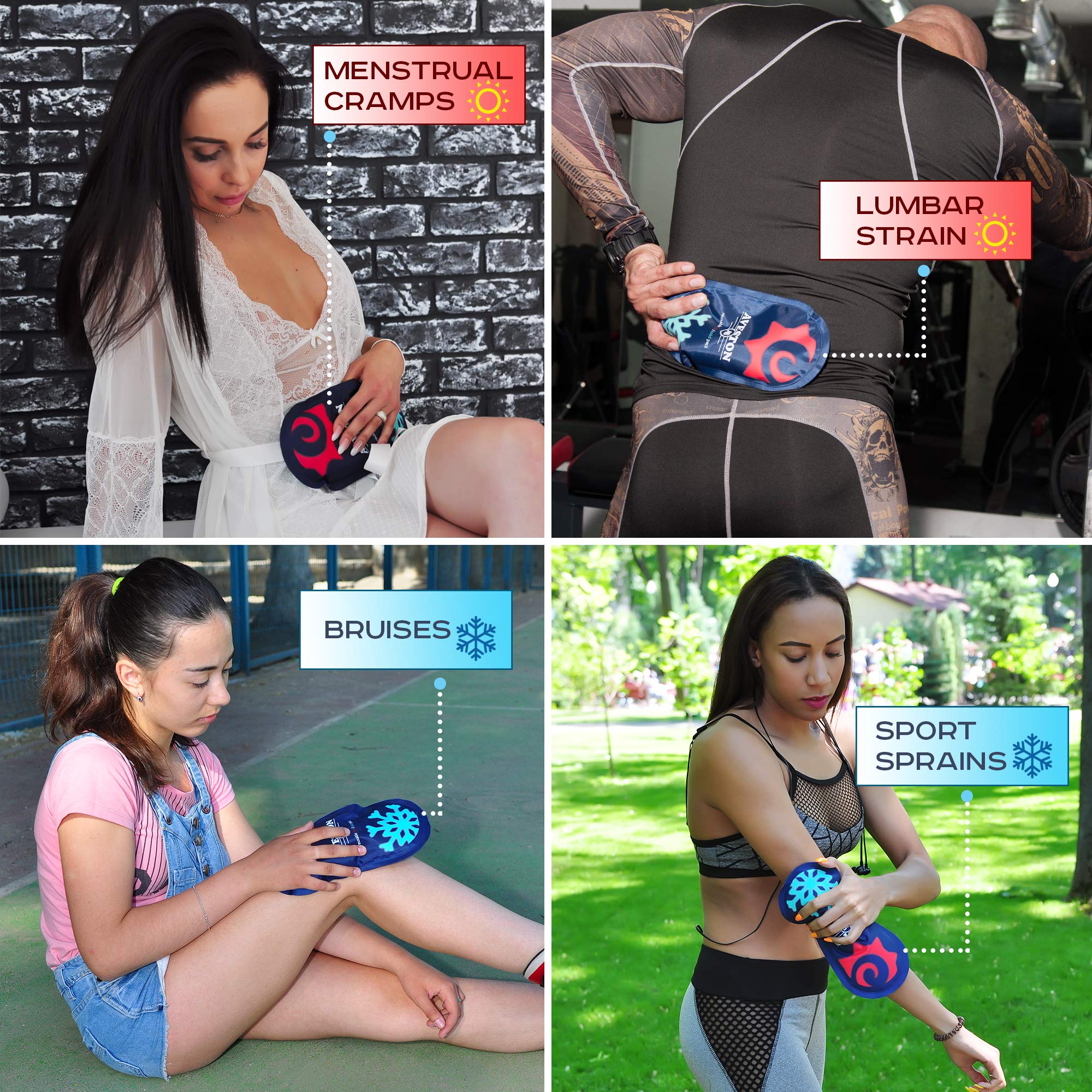 AVESTON Ice Gel Cold Pack for Injuries – Reusable Flexible 2 Ice Packs Set for Knee Ankle Back Shoulder Neck Hot Cold Therapy Compress for Women Men + Free Thermal Bag