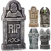 Halloween Foam Graveyard Tombstones, Halloween Headstones Decoration, 5pcs | 5 distinct 15.8'' head stone halloween decorations for outdoor lawns, parties, haunted houses and indoor displays