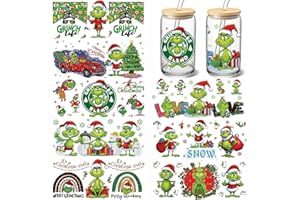 WEUOPG 8 Sheets UV DTF Cup Wraps Sticker, Christmas Rub on Transfers for Glass 16 oz, Creative Festival Decoration, No Heat Needed Ready to Apply