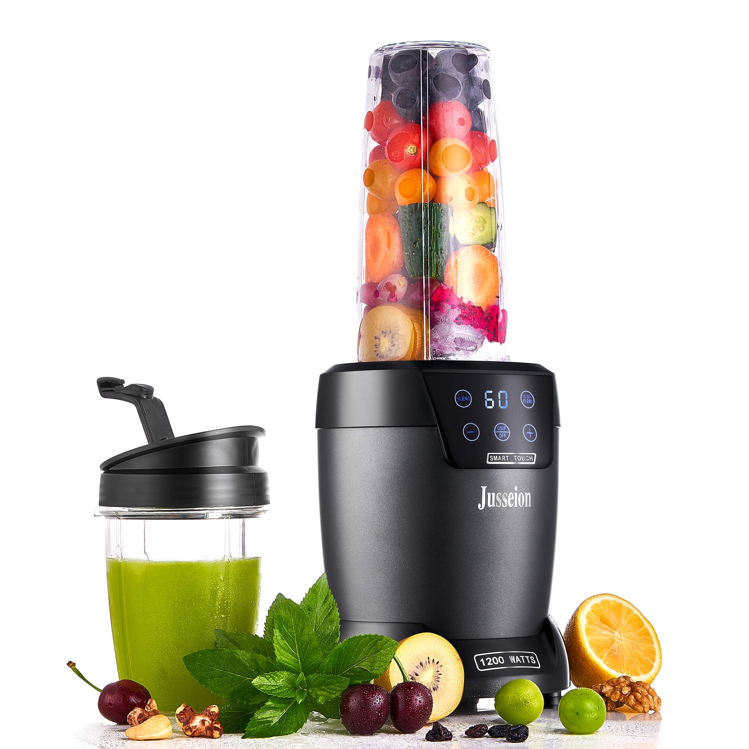 Blender Smoothie Blender Blender for Shakes and Smoothies 1200W Digital Touch Screen Bullet Blender Smoothie Maker Countertop Blenders Blenders for Kitchen for Smoothies 18&35 OZ Cups with To-Go Lids