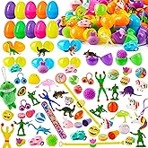 JOYIN 200Pcs Prefilled Easter Eggs with Assorted Toys Plus Stickers Inside, Easter Eggs Filled for Kids, Basket Stuffers, Egg Hunt, Party Favors, Classroom Prize Supplies