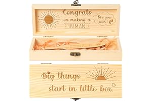 Luiqs Vens Boho Sun Surprise Pregnancy Test Keepsake Box Wooden Positive Pregnancy Test & Keepsake Box with Raffia Baby Surprise Reveal Box Idea Baby Announcement to Husband Grandparents Family Friend