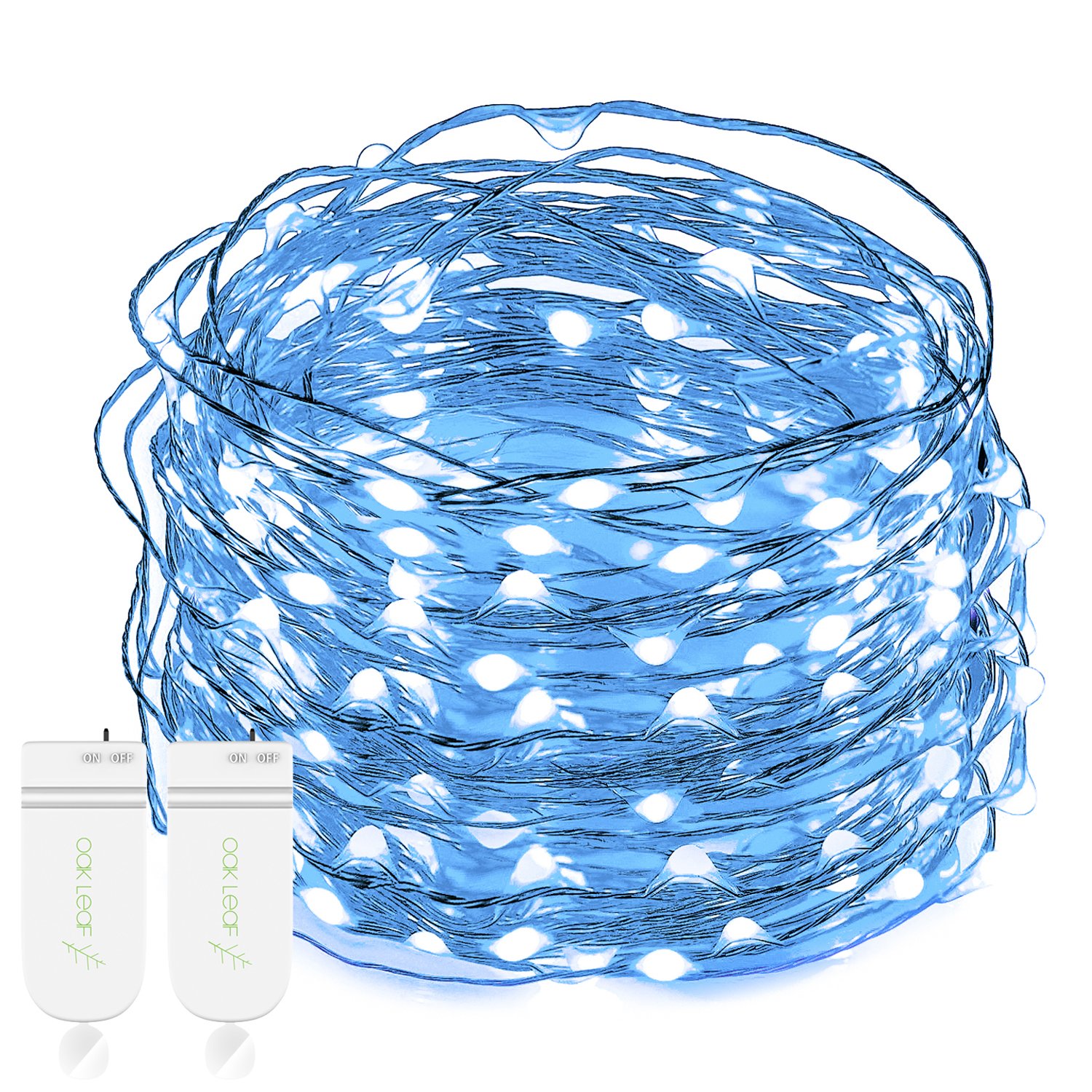 String Lights,Oak Leaf 2 Set of 9.8ft 30 Leds Fairy Lights LED Starry String Lights Copper Wire Super Bright Micro Lights for Garden Patio Home Bedroom Party Wedding Decoration - Blue