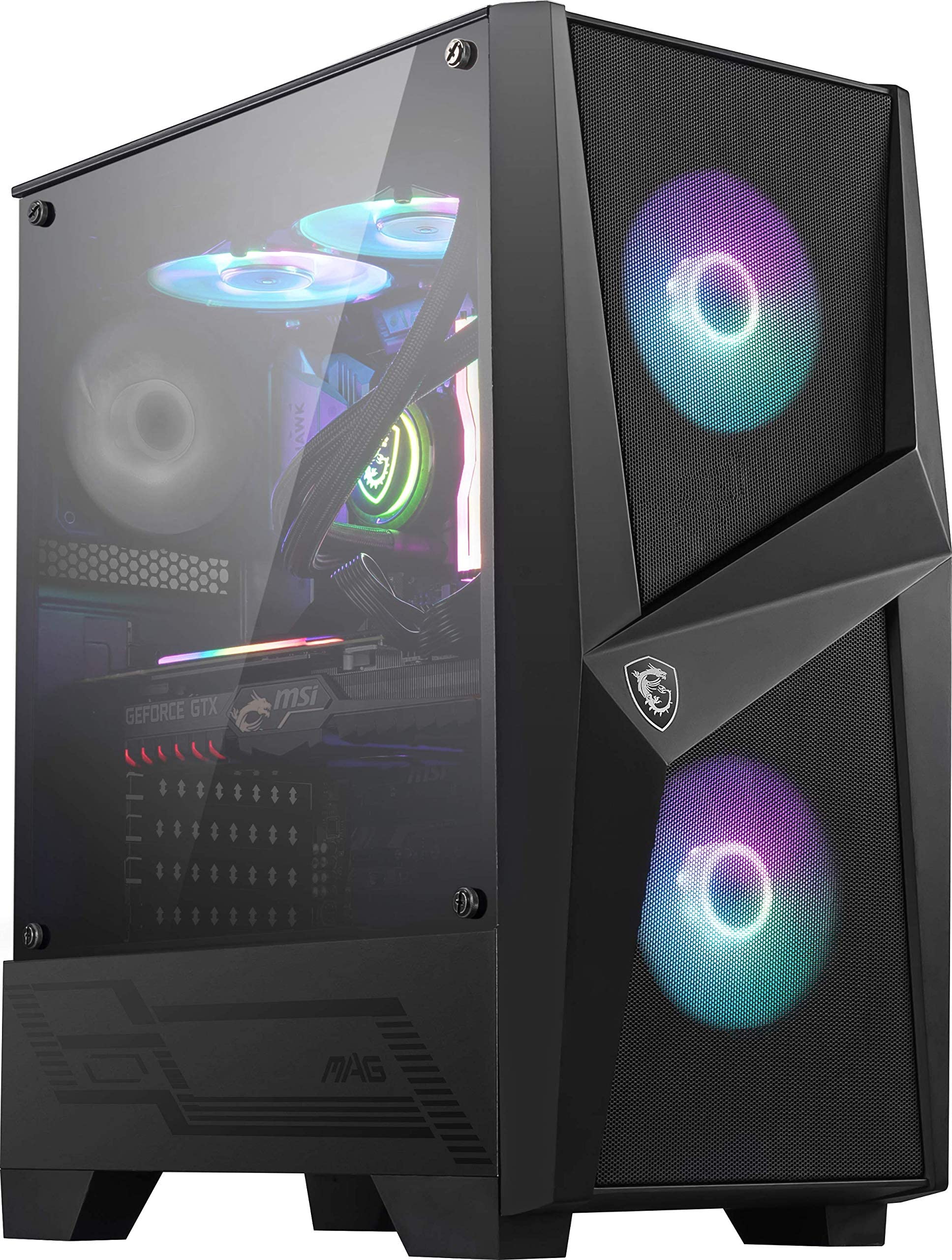 Msi Mag Forge 100R Mid Tower Gaming Computer Case (Black, 2X 120Mm Argb Pwm Fan, 1X 120Mm Fan, 1-6 Argb Hub, Tempered Glass, Msi Center, Atx, Matx, Mini-Itx) - View 7