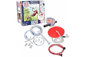 AnW American Ninja Warrior 80 ft Zipline with Spring Brake- Kids Zip line Kit - Great Backyard Zipline Kit for Kids and Teens - Recommended Ages 7+,ANW.169