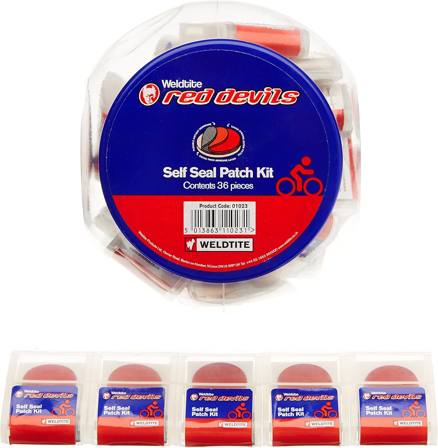 Weldtite Red Devil Self Seal Puncture Repair Kit (Display Jar 36), Grey