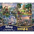 THOMAS KINKADE FANTASIA LADY & THE TRAMP WINNIE THE POOH TANGLED DISNEY DREAMS COLLECTION 4 IN 1 JIGSAW PUZZLE SET 500 pieces