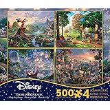 THOMAS KINKADE FANTASIA LADY & THE TRAMP WINNIE THE POOH TANGLED DISNEY DREAMS COLLECTION 4 IN 1 JIGSAW PUZZLE SET 500 pieces