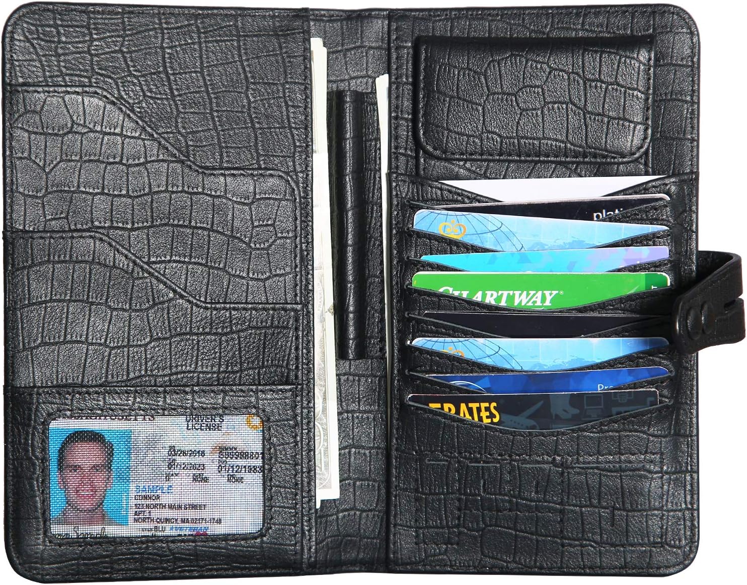 Mens Rfid Blocking Leather Travel Passport Holder Wallet Long Folio Ducument Credit Card Cases Organizer Bifold Wallet New Black