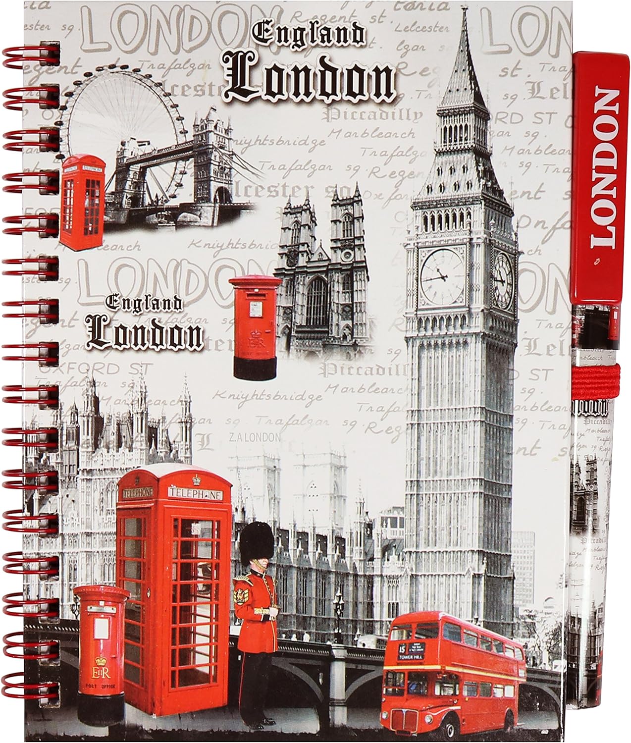 A6 Souvenir London England Landmarks Grey Big Ben Wire Notebook Notepad & Pen Amazon.co.uk