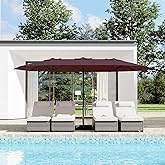 KYBOLT 15 Ft Large Patio Umbrella with Base Included, Outdoor Double-Sided Rectangle Umbrella with Crank Handle, Outdoor Umbrella for Backyard, Pool, Patio,