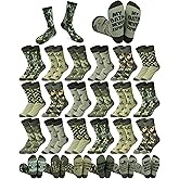 Croloose 24 Pairs Military Camo Socks for Men Novelty Camouflage Army Cotton Crew Socks for Military Fans Gift Christmas Stocking Stuffer
