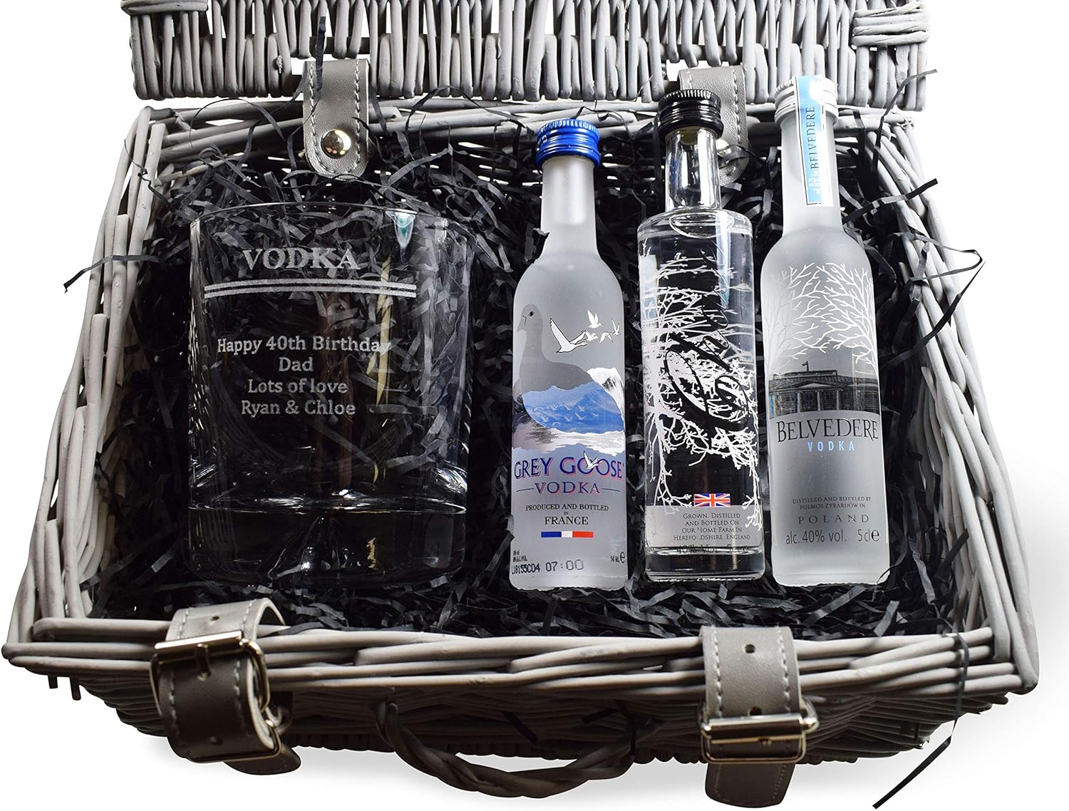 Personalised Hamper with Engraved *Vodka Design* Dimple Glass Tumbler