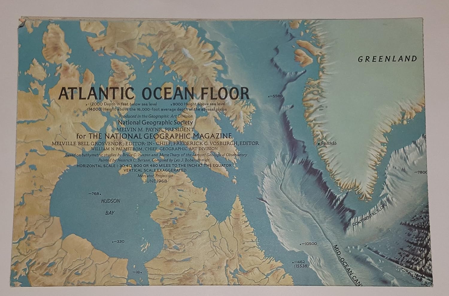 National Geographic Map Atlantic Ocean Floor