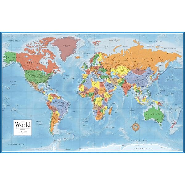 Amazon.com : Pacific-Centered World Wall Map - 61