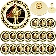 Therwen 16 Pcs Put on The Whole Armor Lapel Pins 1.18 Inch Gold Religious Brooches Christian Lapel Pins Bulk for Men Women
