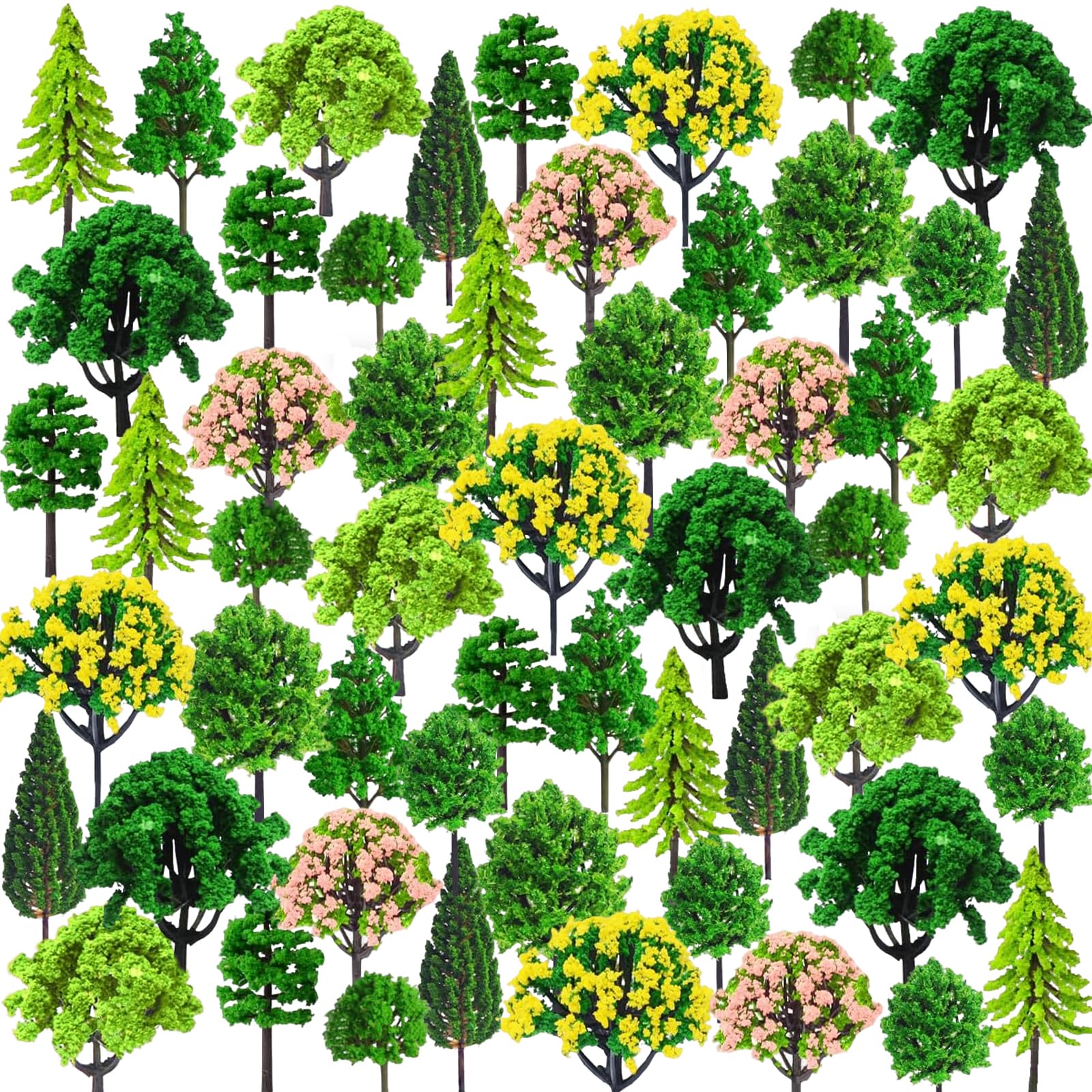 55 Pieces Model Building Trees, Model Trees Miniature, Landscape Model Trees, Mixed Model Tree, Mixed Trees, Train Trees, for DIY Landscape, Miniature Landscapes, Sand Table, Landscape (3-7cm)