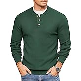 COOFANDY Men Henley Knit Sweater Dress Long Sleeve Button Pullover Sweater Casual Sweater Lightweight Slim Fit Tops