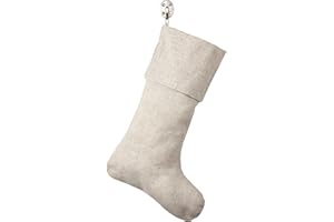 SARO LIFESTYLE Natural Linen Blend Christmas Stocking, 7" x 15",