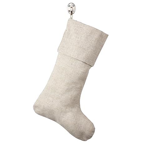 SARO LIFESTYLE Natural Linen Blend Christmas Stocking