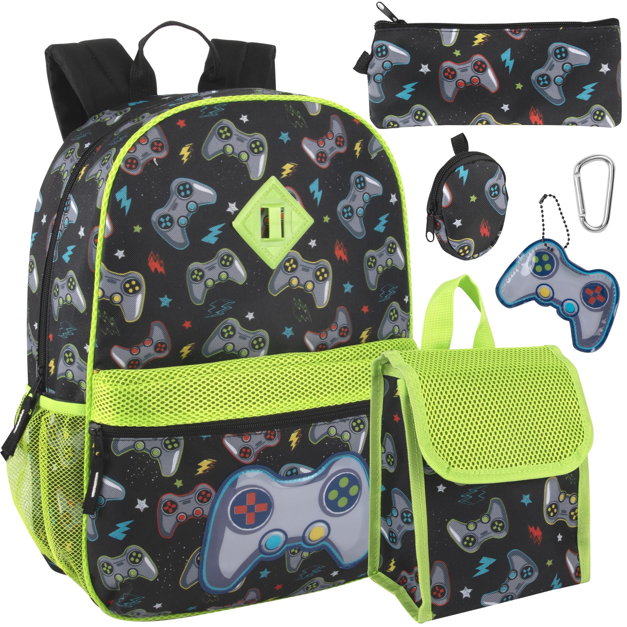 Photo 1 of ***(MAJOR DAMAGE/ SEE NOTES)***Trail maker Boys 6 in 1 School Backpack Set with Lunch Box, Pencil Case, Water Bottle, Keychain Attached (Ready Player)