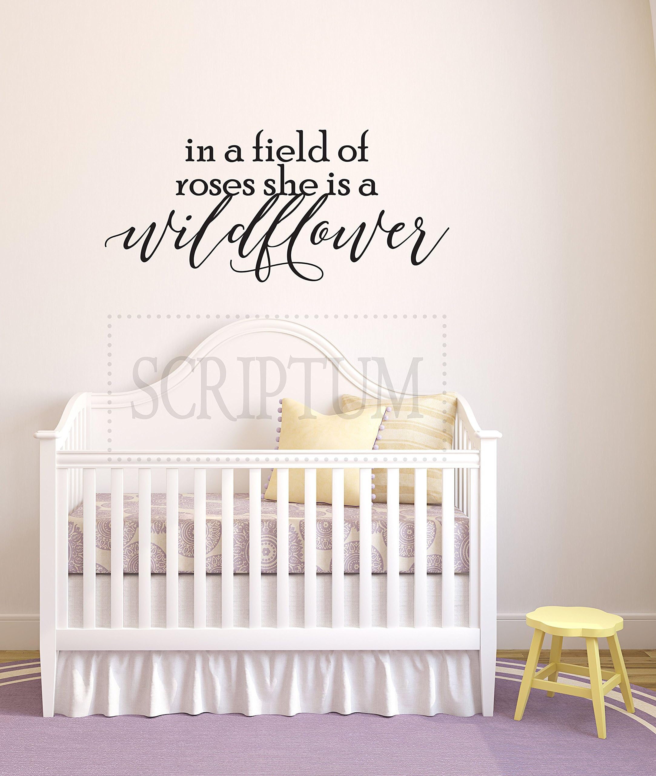 Susie85Electra In a Field of Roses She is a Wildflower Nursery Wall Decal Baby Girl Nursery Art Nursery Wall Decor