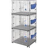 Stackable Rabbit Cage with Feeder and Water Bottle, 24 x 24 x 16 inches, Guinea Pig Ferret Bunny Hutch (3)