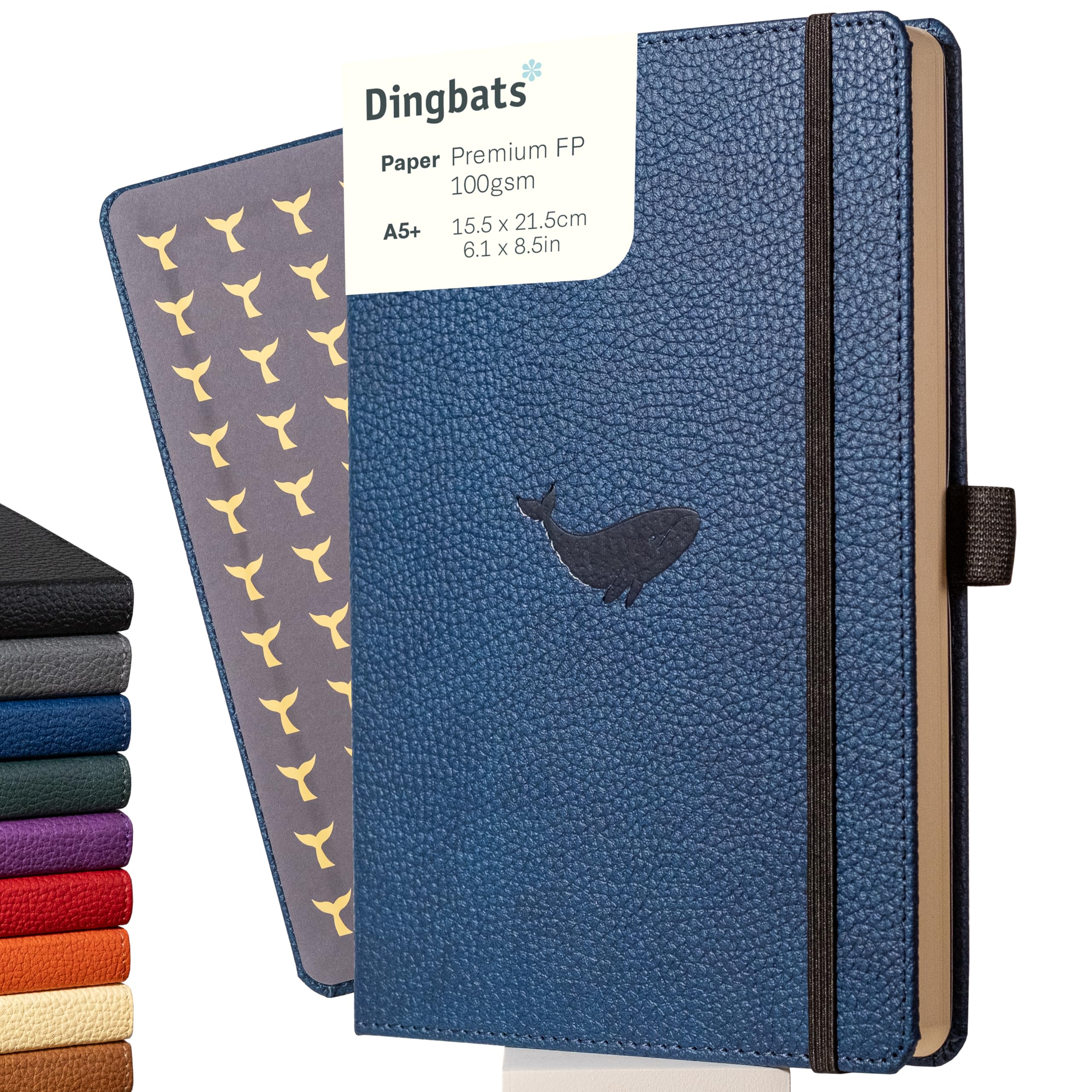 Photo 1 of Dingbats Wildlife Grid Journal A5 - Vegan Leather Hard Cover, Ideal for Work, Travel - Pocket, Elastic Closure, Bookmark