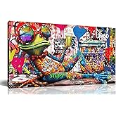Zoyotago Large Canvas Wall Art Banksy Graffiti Canvas Prints Funny Frog Picture Ready to Hang for Living Room Bedroom Modern Home Decor Size 24x48